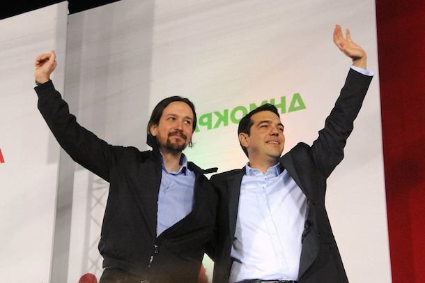 Greece's Prime Minister Alexis Tsipras pictured here with Pablo Iglesias of Podemos. (Alexis Tsipras/Facebook)