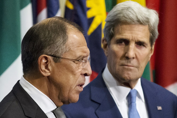 Suspicious minds: Sergei Lavrov and John Kerry. (Reuters)