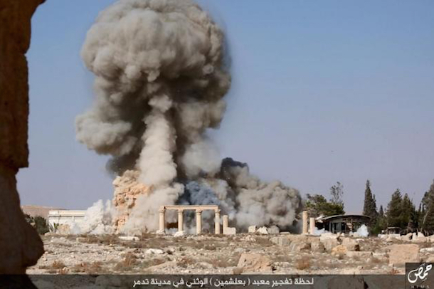 Islamic State militants distributed an image that purports to show the destruction of Palmyra. (Screengrab)