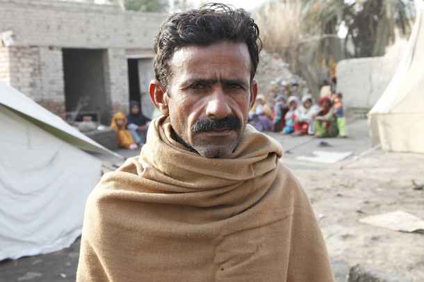 Farmer displaced by flooding in Jacobabad, Pakistan. (Russell Watkins)