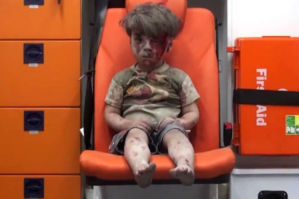 Omran Daqneesh was rescued from the rubble of his family's home after it was bombed in Syria. (Social media)