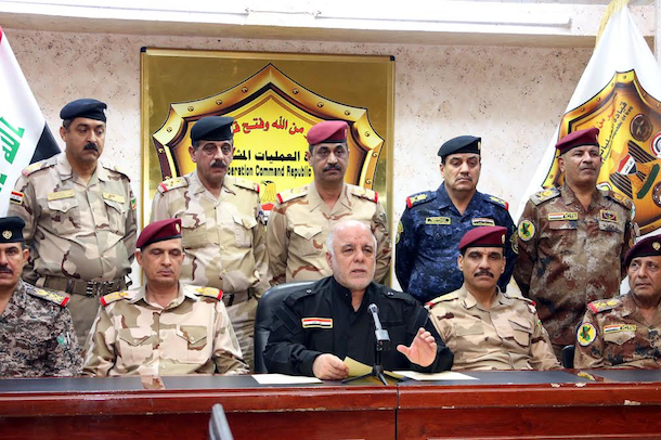 The Iraqi prime minister, Haider al-Abadi, announces the Mosul offensive has begun. (Iraqi Prime Minister's Office)