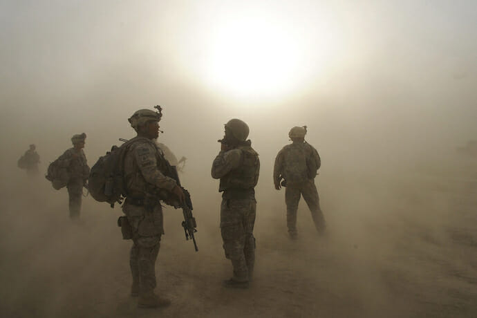 U.S. soldiers dust storm in Afghanistan