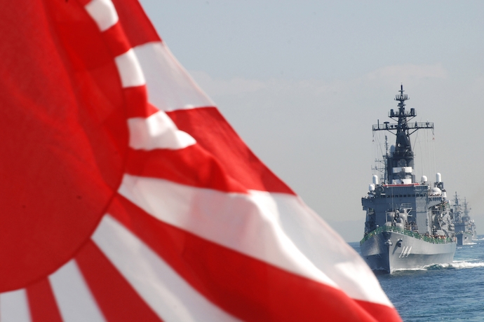 U.S. and Japanese Navies conducting drills