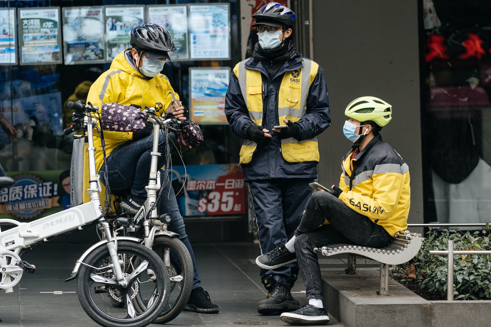 Food delivery bikers in Melbourne, Australia