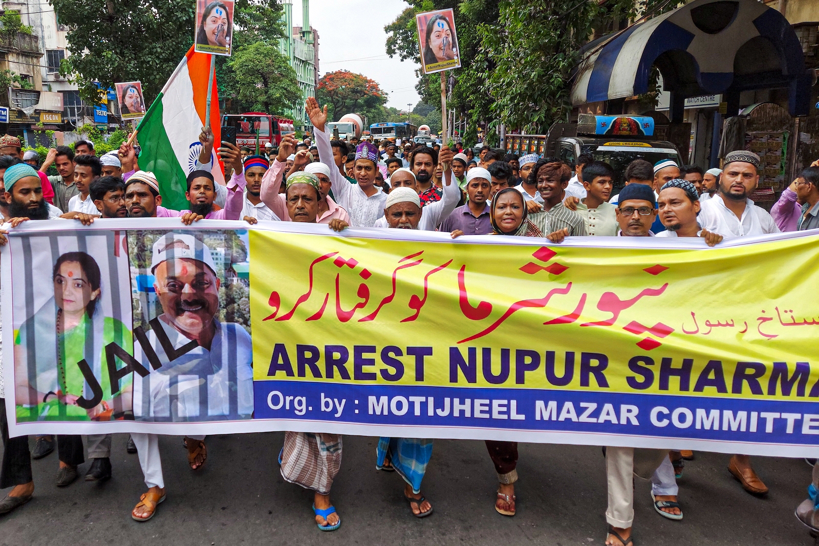Protest rally demanding arrest of Nupur Sharma