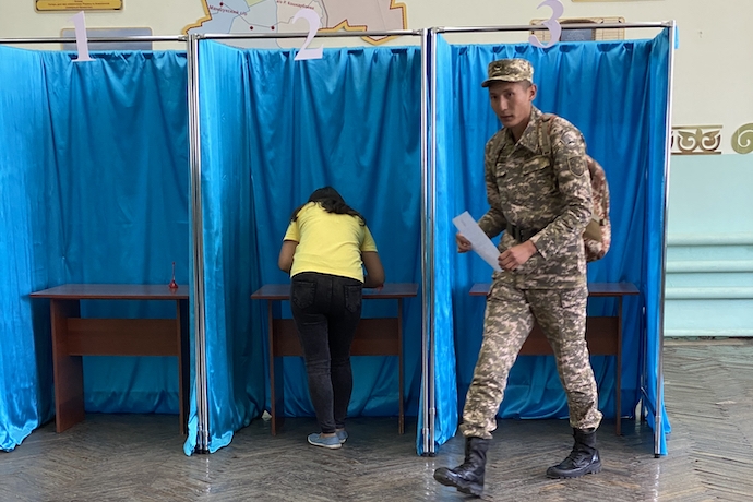Voting during Kazakhstan's referendum