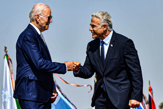 Biden greeting Israeli Prime Minister Yair Lapid