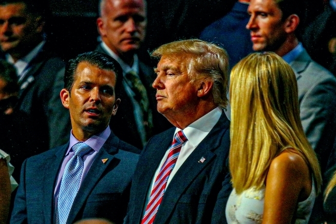 Donald Trump with two of his children in 2016