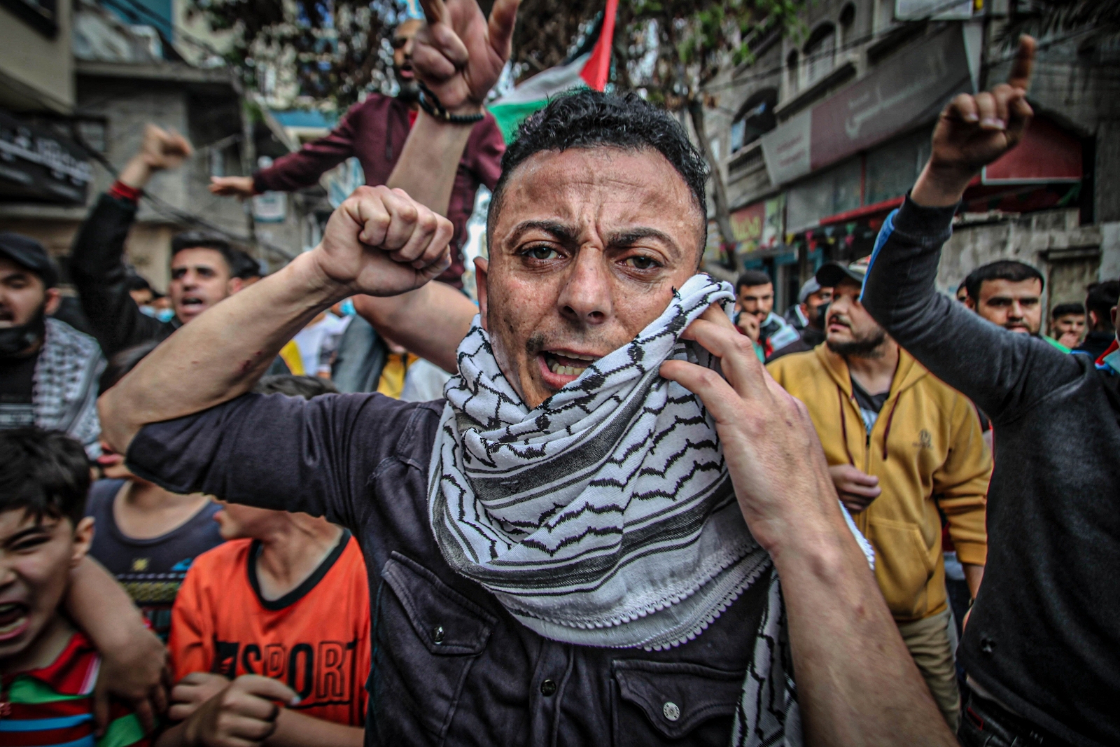 Protesters in Gaza Strip