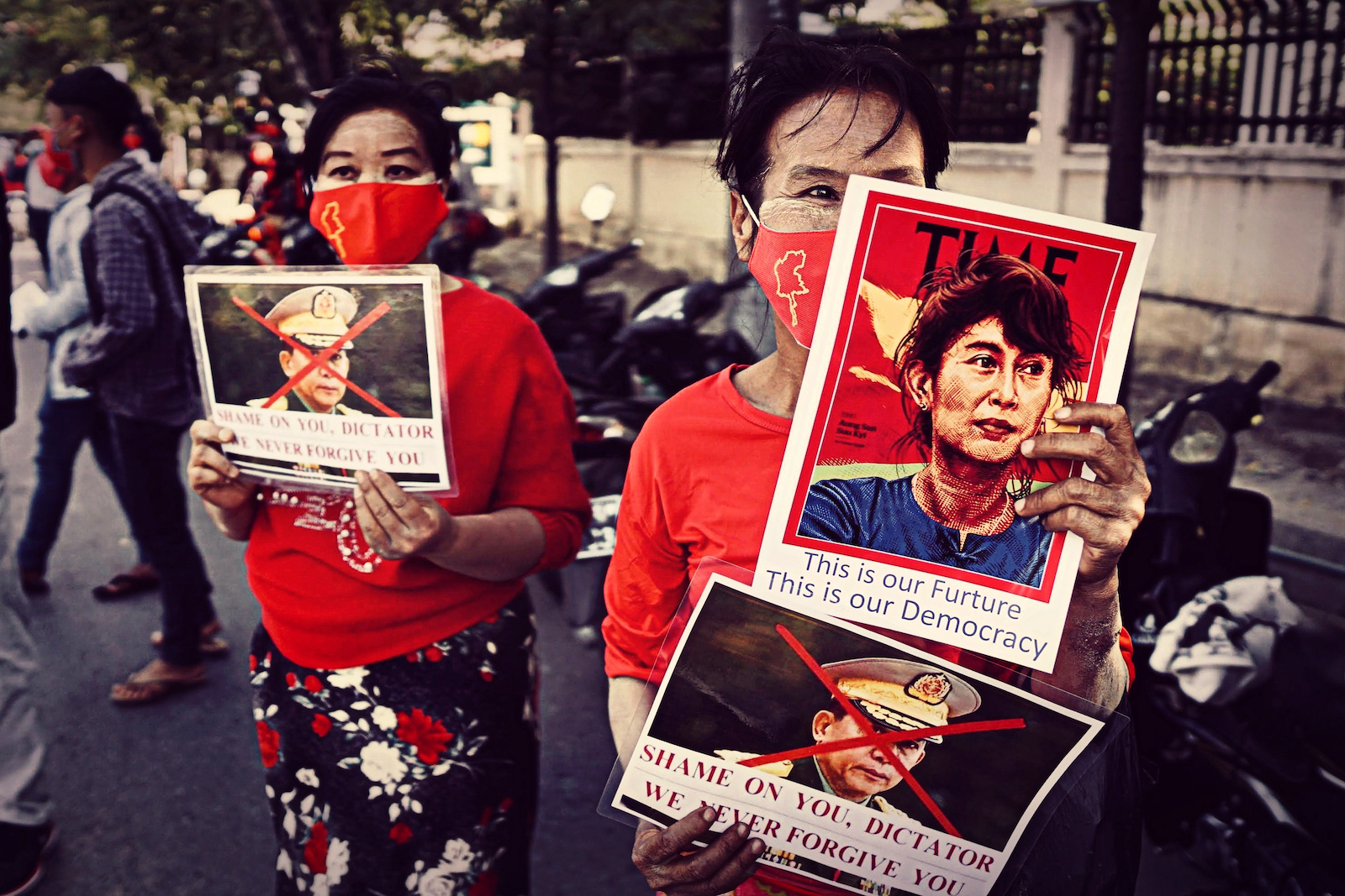 People protesting against the coup in Myanmar