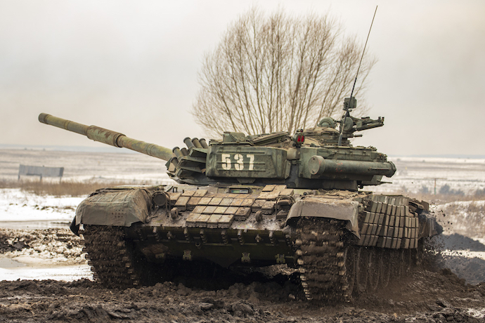 Russian tank during exercises