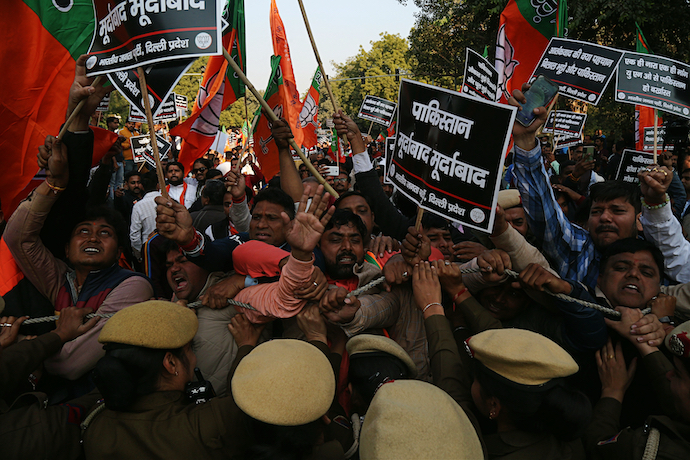 Narendra Modi supporters protesting Pakistan's foreign minister in 2022 who made critical remarks of Modi