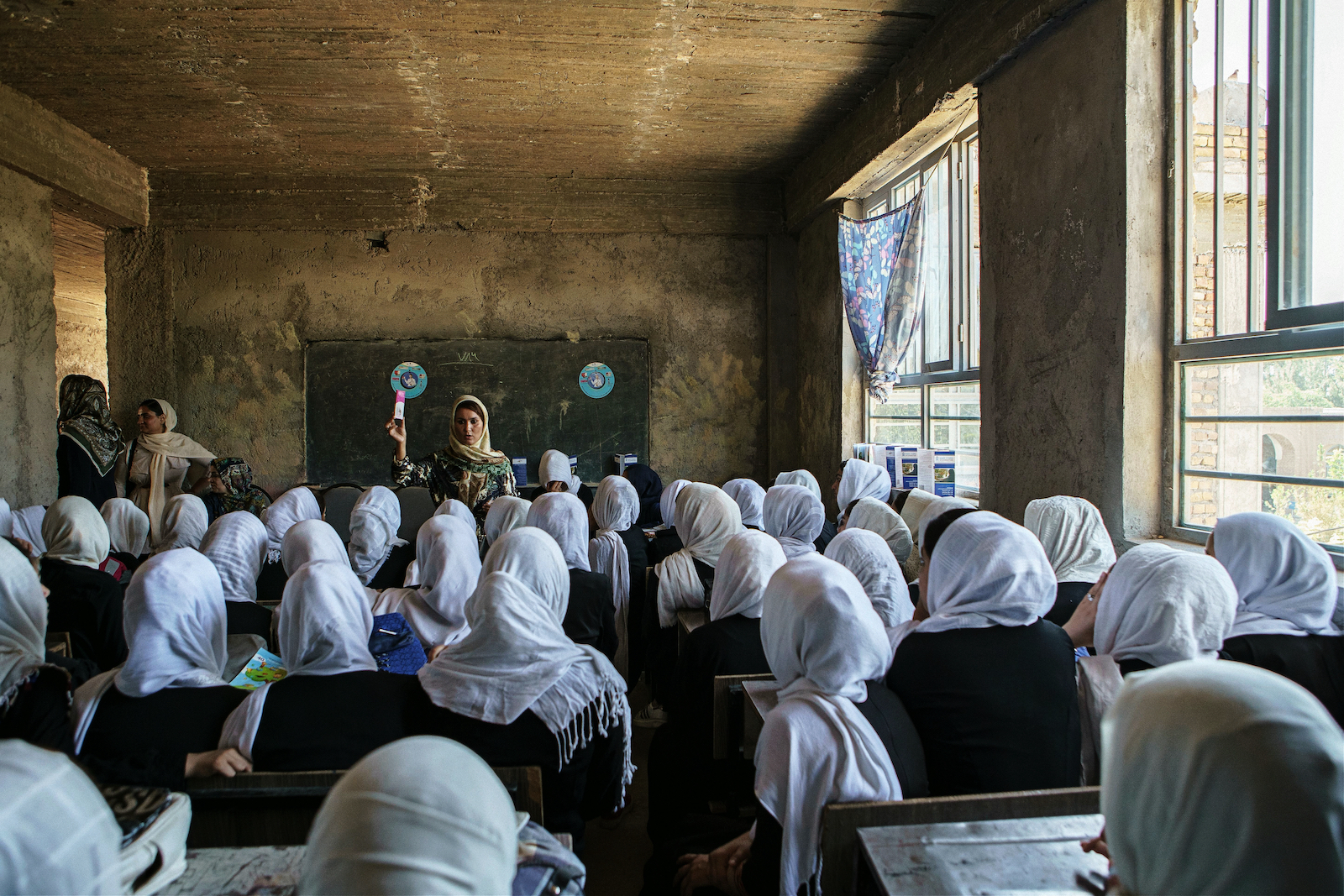Afghan girls attending school in Herat, Afghanistan in 2019