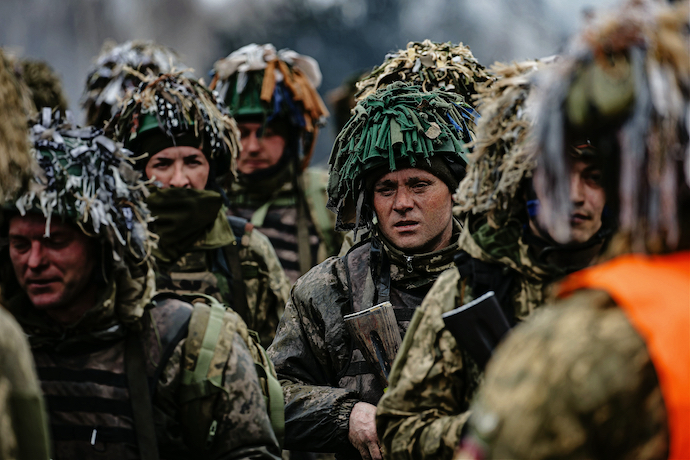 Ukrainian troops training in March for their expected counteroffensive