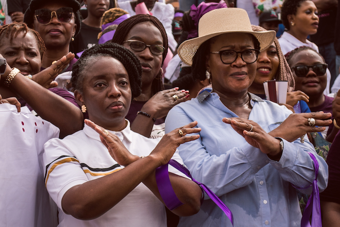 Ibijoke Sanwo-Olu, First Lady of Lagos State (left), during a gender equality rally in Lagos, Nigeria, in 2022