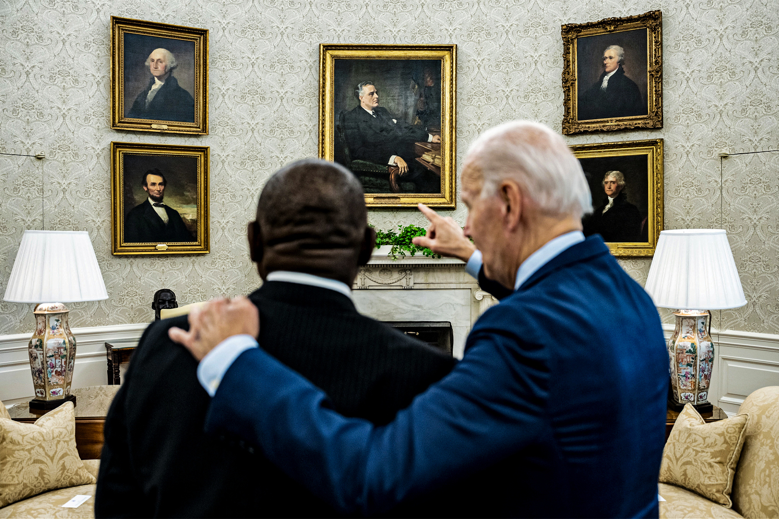 President Joe Biden with South African President Cyril Ramaphosa at the White House