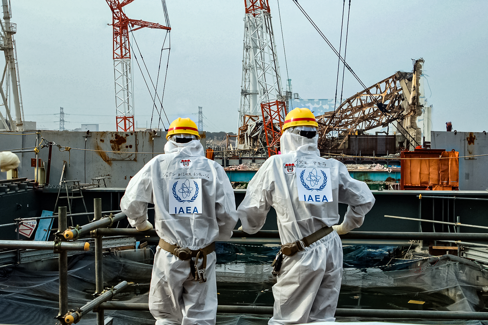 IAEA workers at the Fukushima nuclear plant in 2013