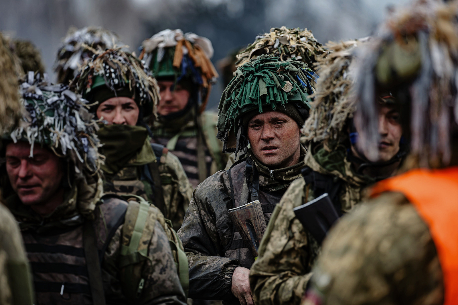 Ukrainian soldiers training for counteroffensive