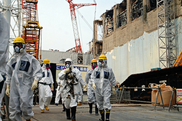 IAEA inspectors at the Fukushima nuclear plant in 2013