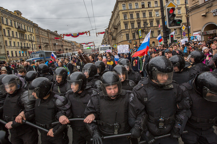 Opposition rally in St. Petersburg, Russia in 2018