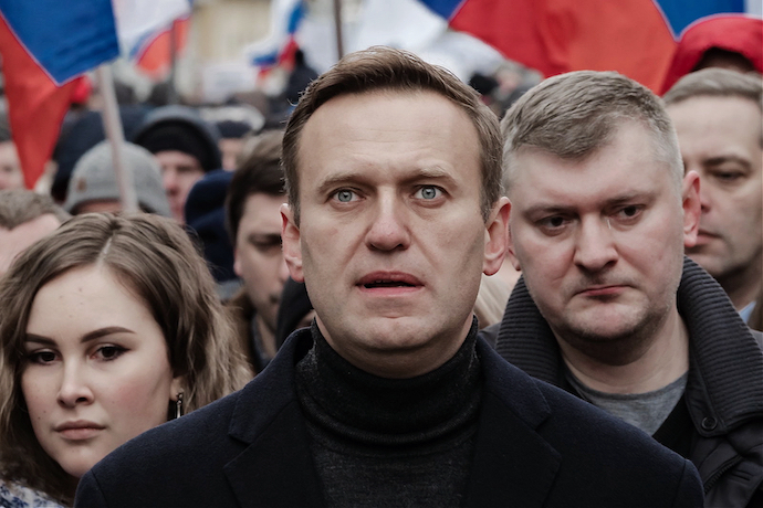 Alexei Navalny during a march in memory of Boris Nemtsov