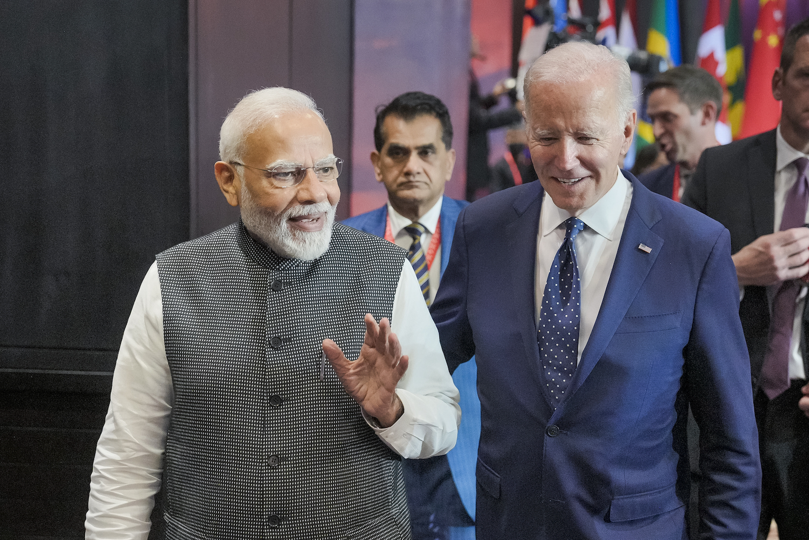 Narendra Modi pictured with Joe Biden