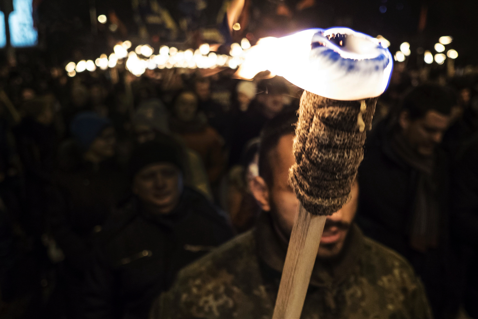 Torchlight procession in honor of the birthday of Stepan Bandera in Kyiv