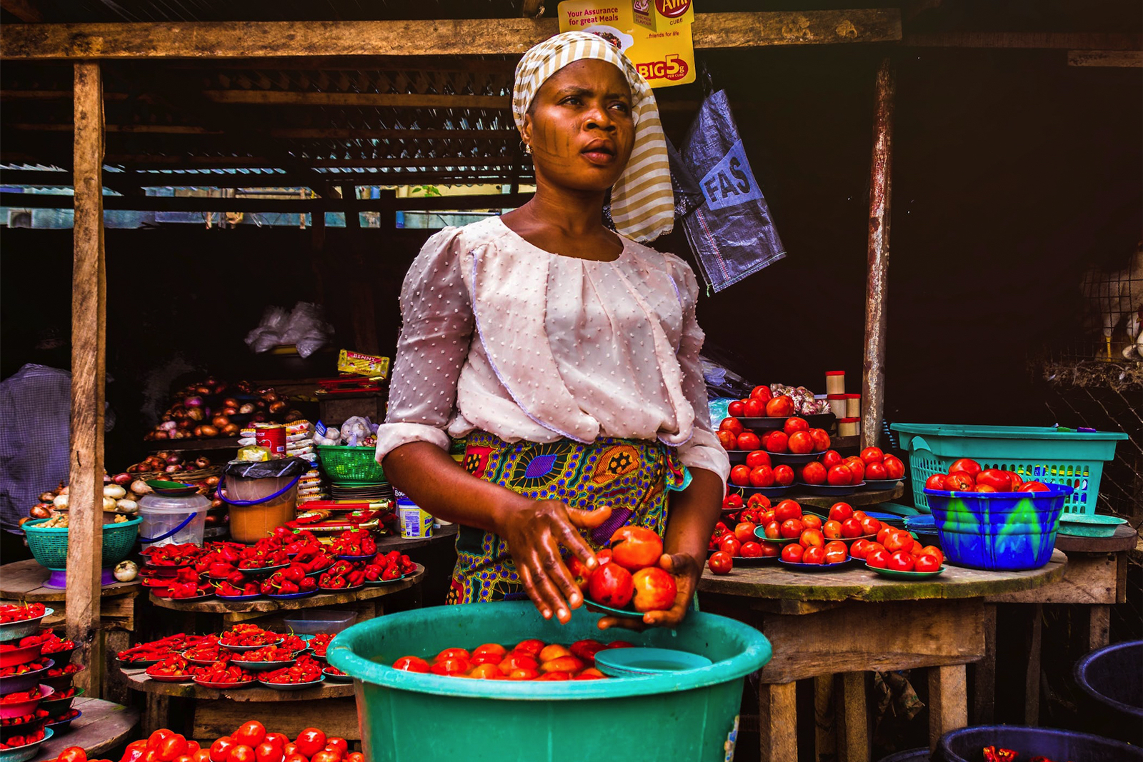 Nigerian woman in a local market in Lagos