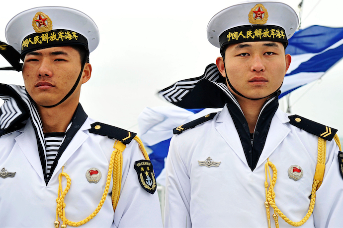 Chinese sailors in Quingdao, China
