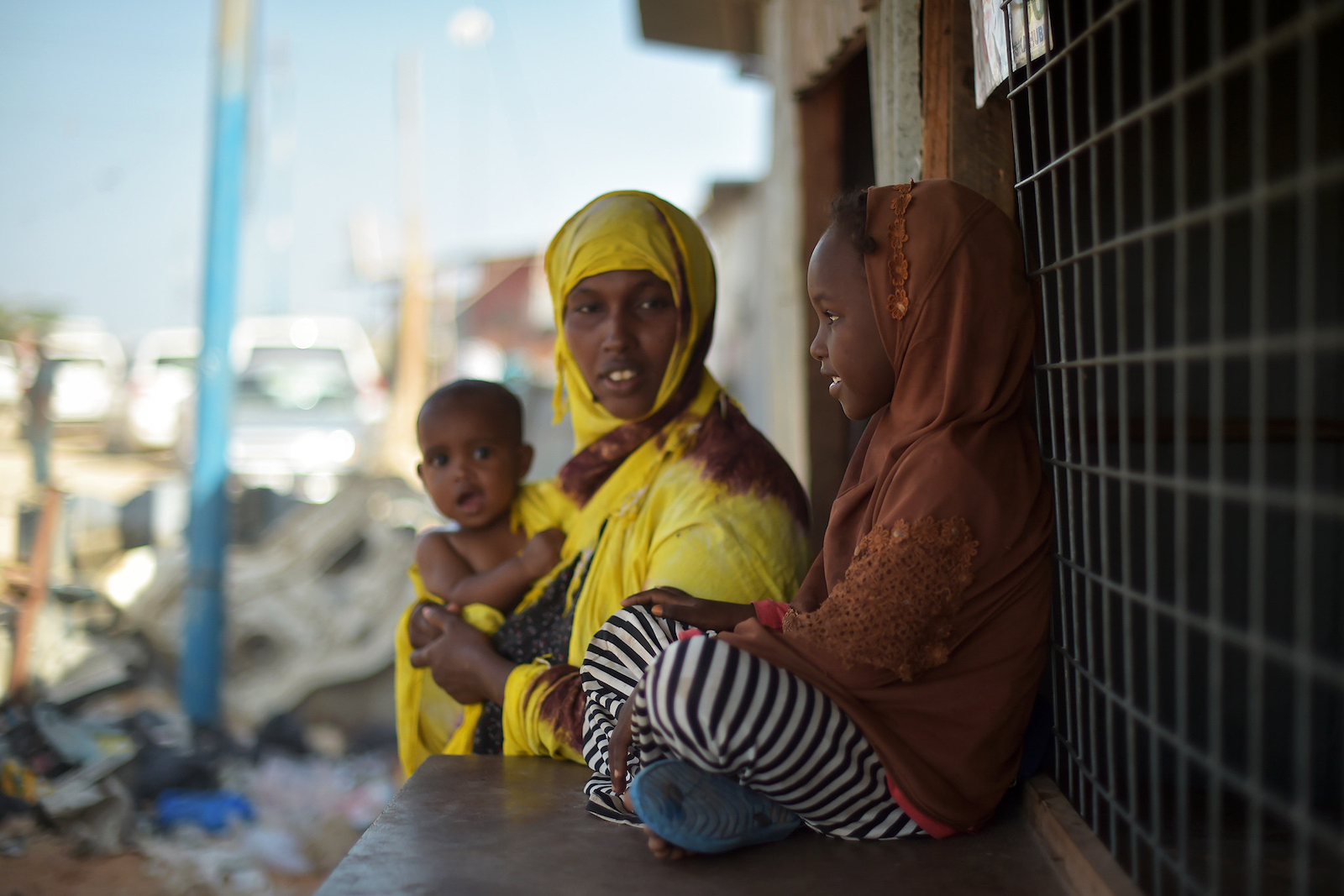 Refugees at a camp in Mogadishu, Somalia
