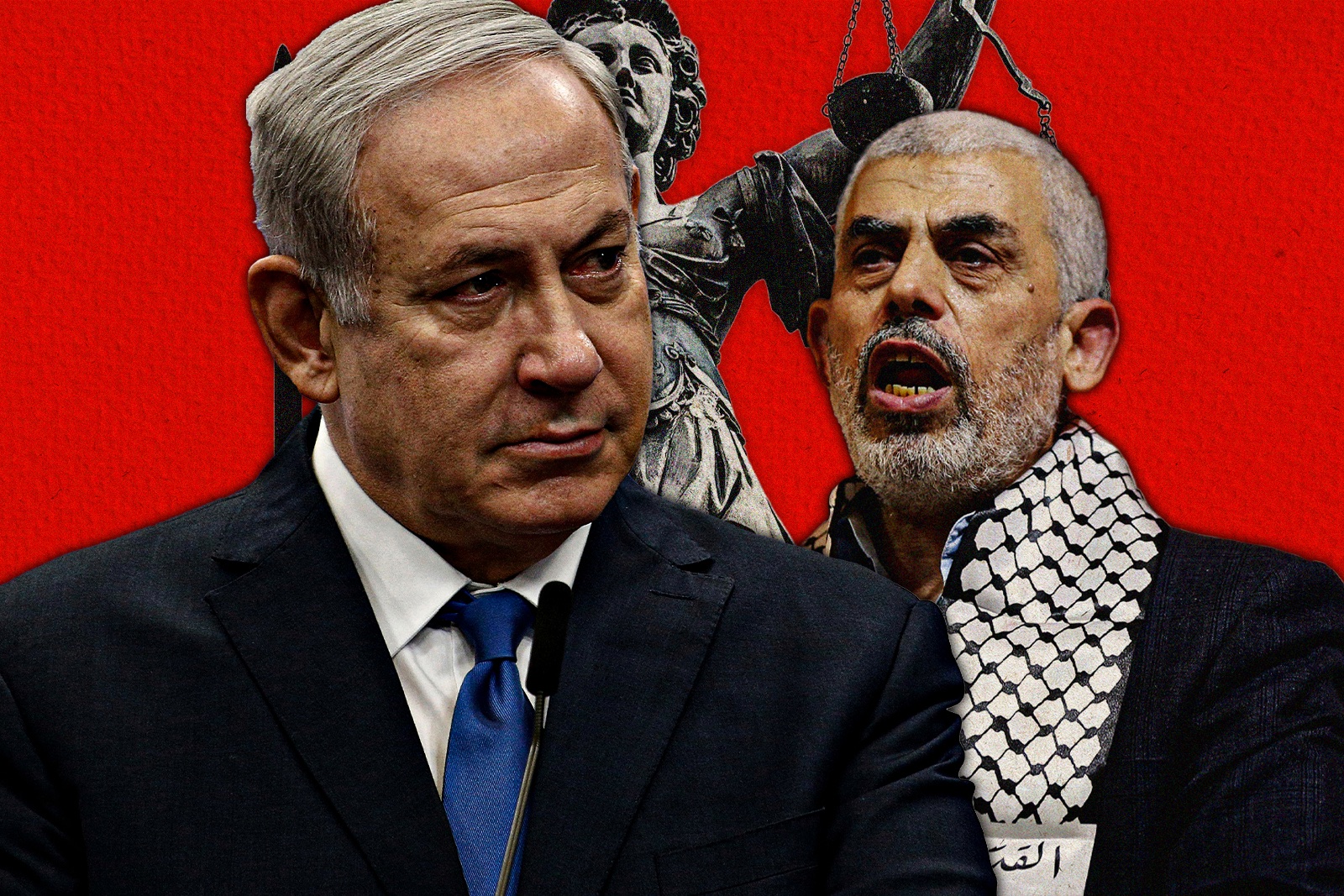 Hamas leader Yahya Sinwar and Israeli Prime Minister Benjamin Netanyahu