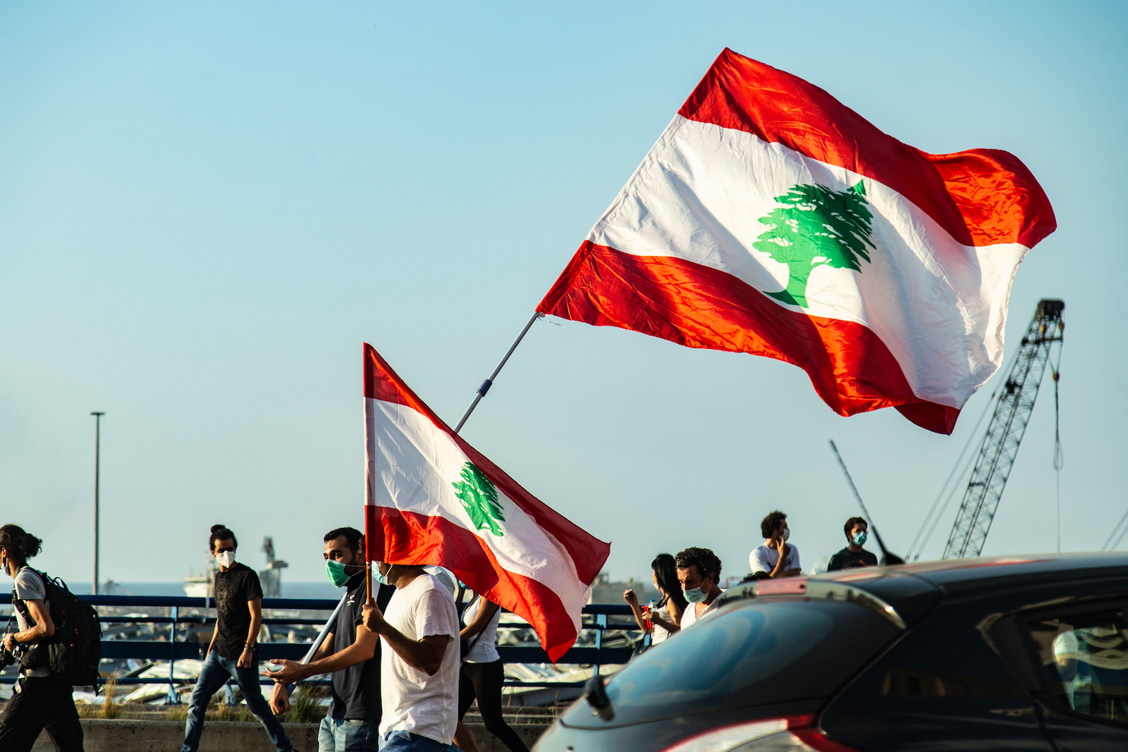 Protestors commemorating the 2020 Beirut explosion