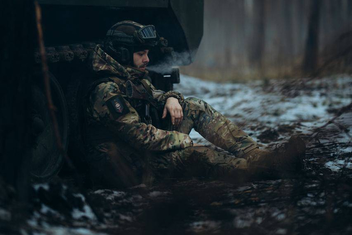 Ukrainian soldier on the front line