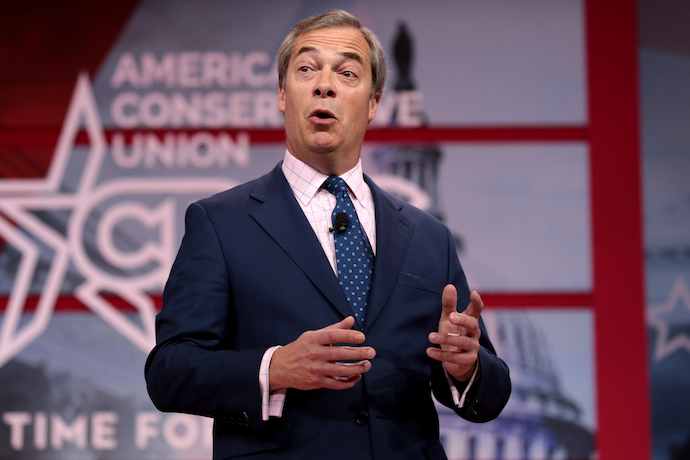 Nigel Farage speaking at CPAC in 2018