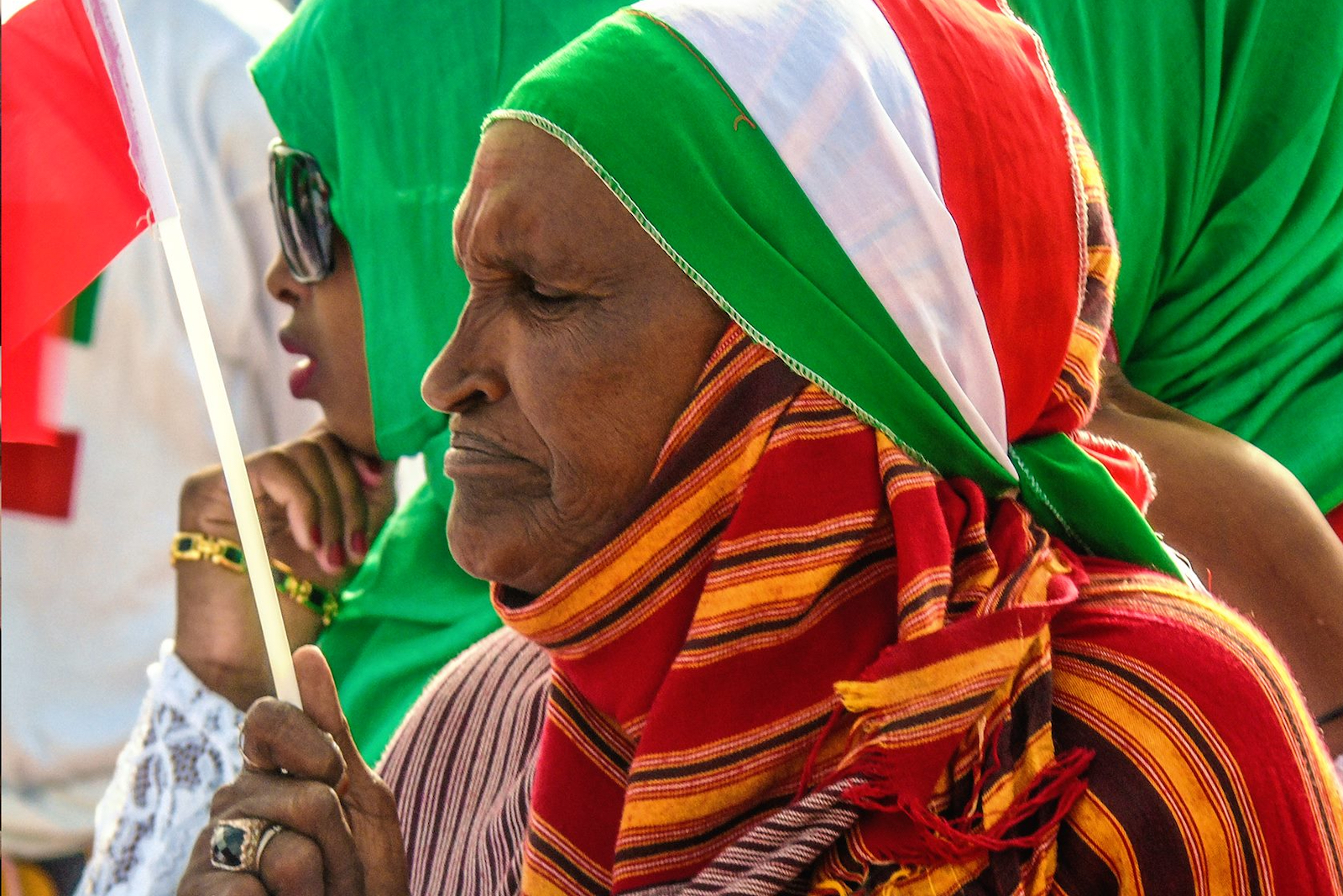 Elderly women holding Somaliland flag in 2021