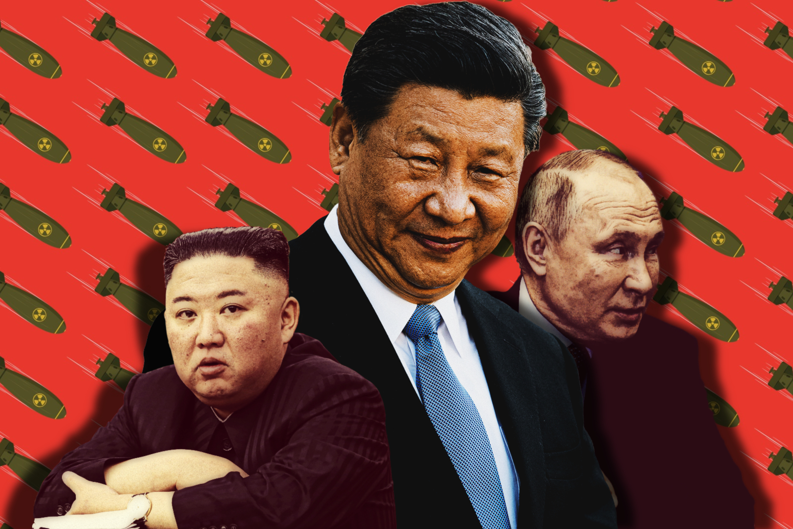 Kim Jong-Un, Xi Jinping and Vladimir Putin