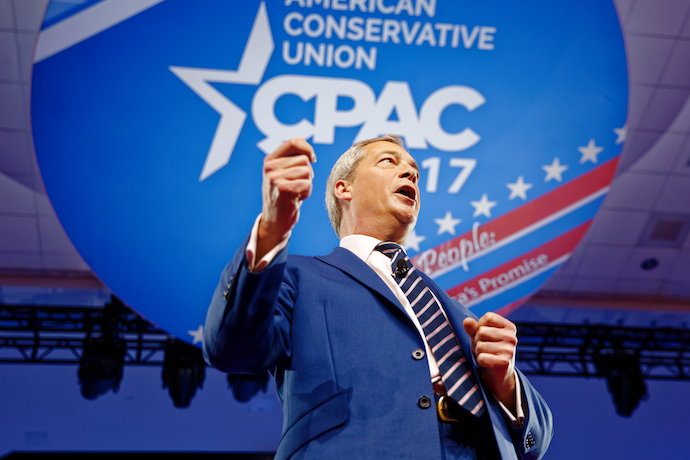 Farage addressing CPAC attendees in 2017
