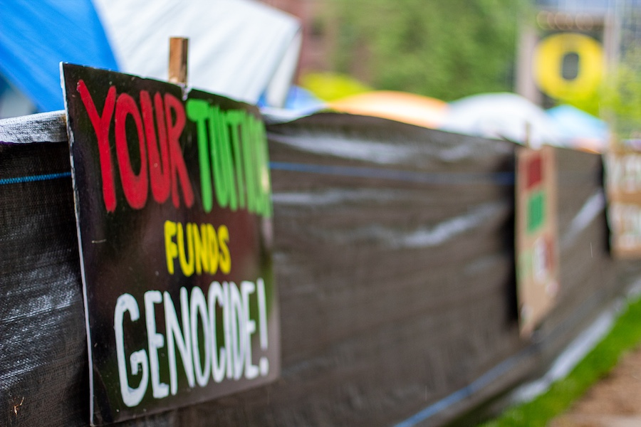 Pro-Palestinian camp at the University of Oregon