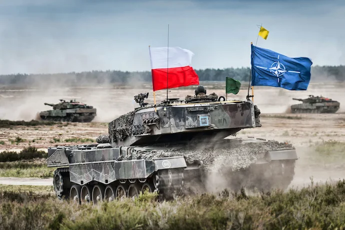 NATO tanks during exercises in Eastern Europe.