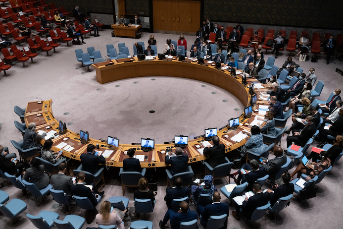 Overhead view of the UN Security Council