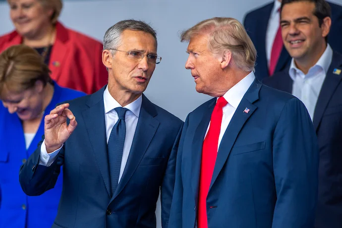 Donald Trump with Jens Stoltenberg, the former NATO Secretary General