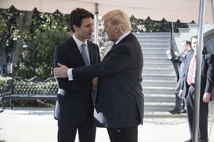 Canadian Prime Minister Justin Trudeau at the White House during Trump's first term