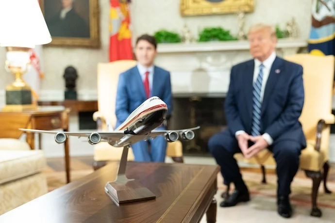 Canadian Prime Minister Justin Trudeau in the Oval Office during Trump's first term