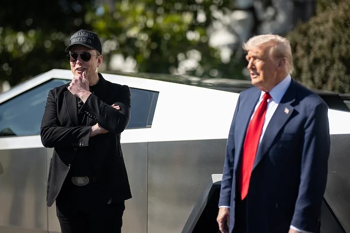 Elon Musk and Donald Trump, used car salesmen at the White House
