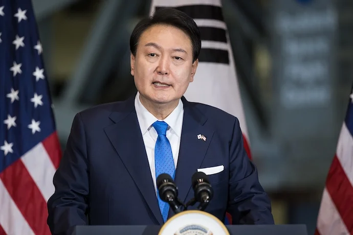 Former South Korean President Yoon Suk Yeol while in the United States in April 2023
