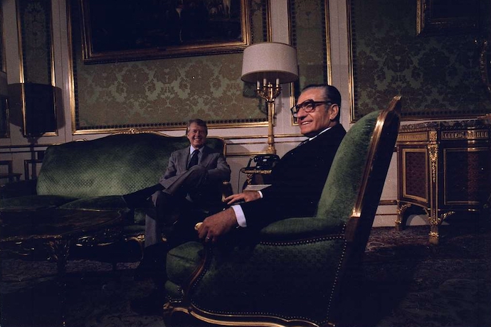Mohammed Reza Pahlavi pictured with President Jimmy Carter