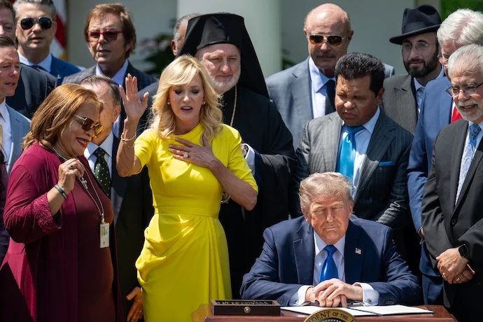 Donald Trump with religious leaders at the White House