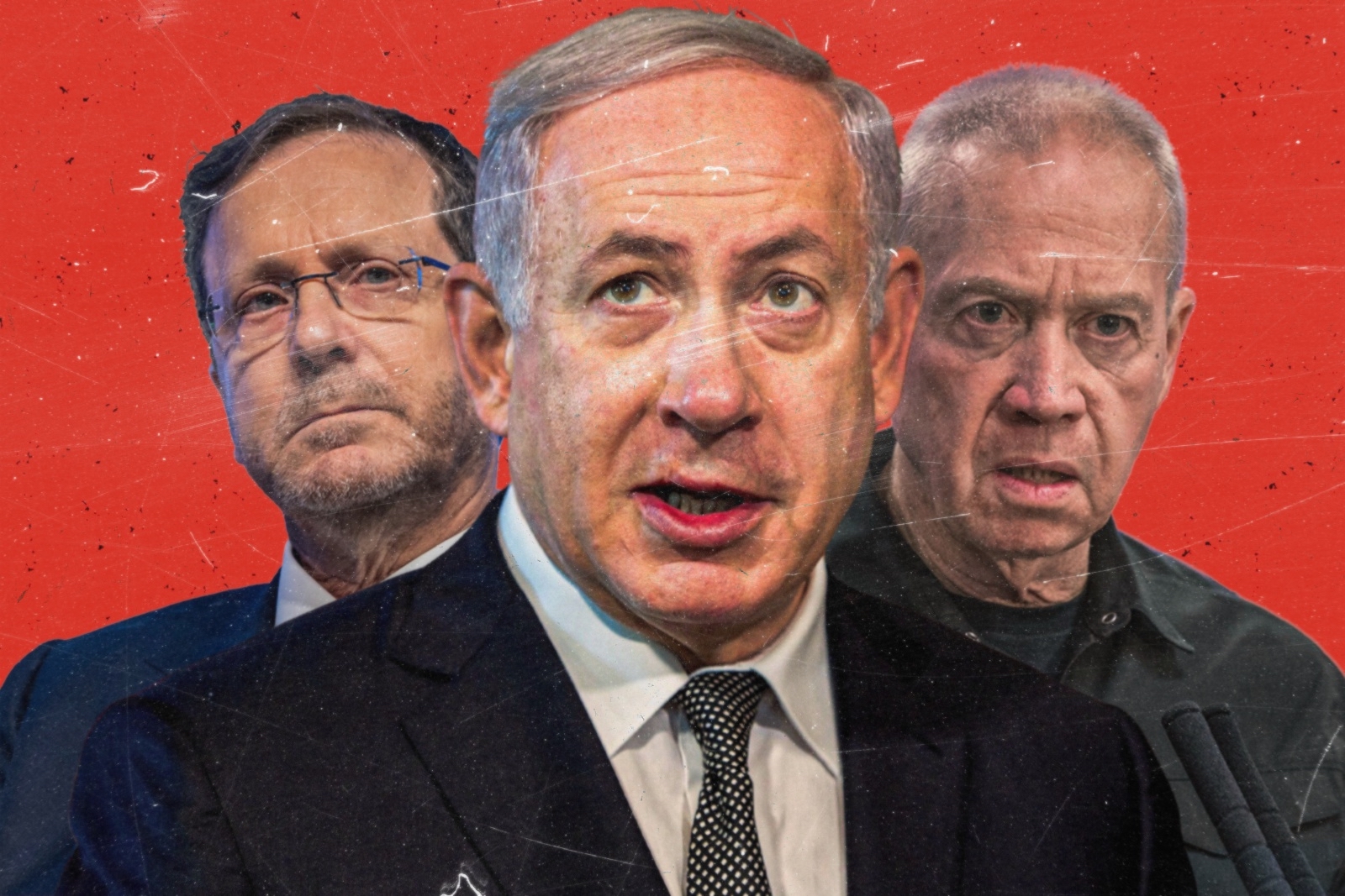 Isaac Herzog, Benjamin Netanyahu and Yoav Gallant