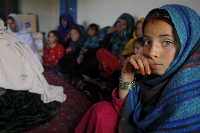 Afghan women and girls attending a gathering to address their concerns in 2011